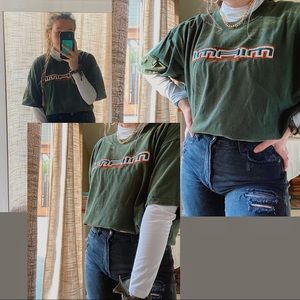 Y2K University of Miami Hurricanes Green Embroidered T-Shirt